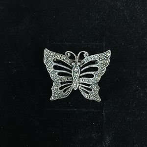 Vintage Sterling Silver Marcasites Butterfly Brooch
